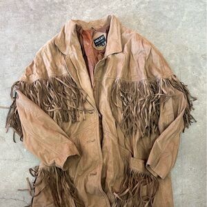Vintage Fringe Tan Leather Jacket
